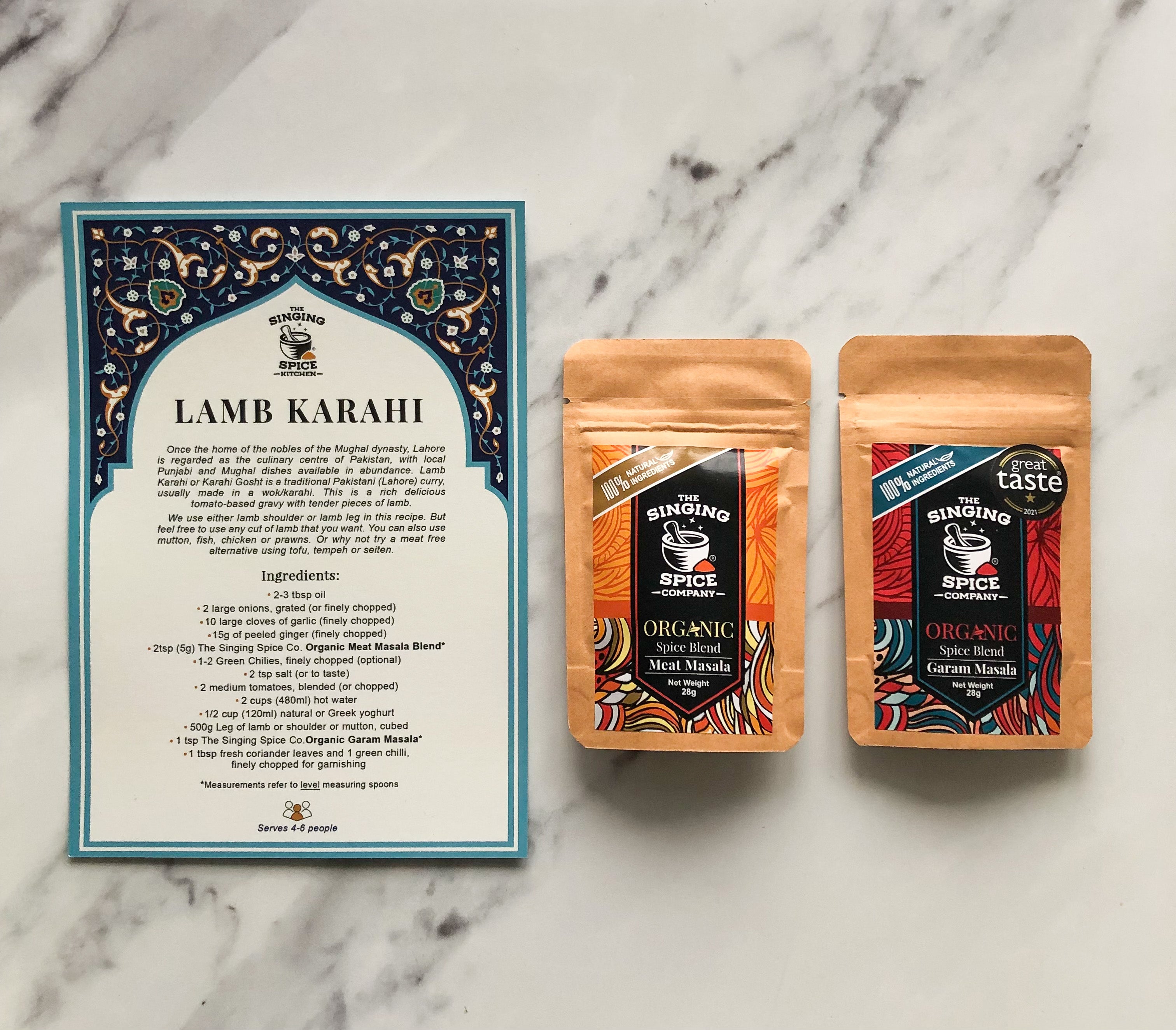 Authentic Meat Masala and Garam Masala Blend With Lamb Karahi Recipe Card